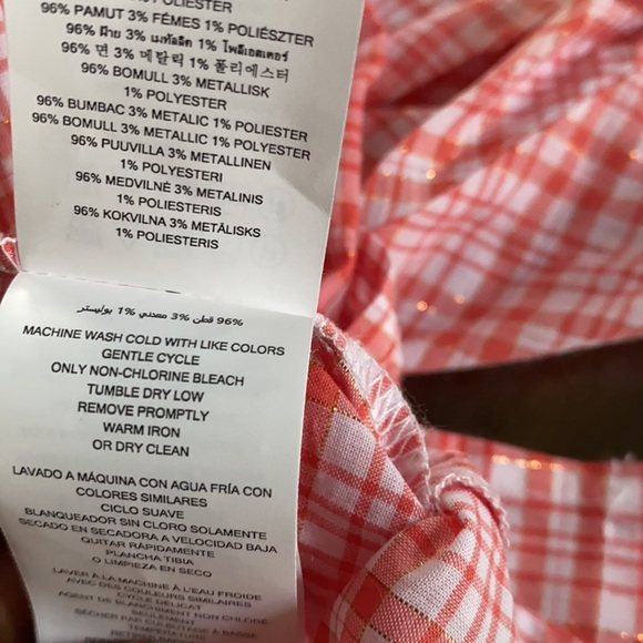 MICHAEL Michael Kors Womens Wrap Top Plaid Tie-Front - Coral Peach Blouse. - Picture 11 of 11